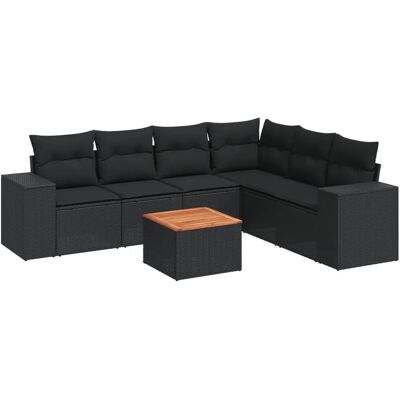 vidaXL 7-tlg. Garten-Sofagarnitur mit Kissen, Schwarz vidaXL 7-tlg. Garten-Sofagarnitur mit Kissen, Schwarz