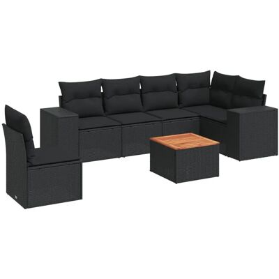 vidaXL 7-tlg. Garten-Sofagarnitur mit Kissen - Schwarz vidaXL 7-tlg. Garten-Sofagarnitur mit Kissen - Schwarz