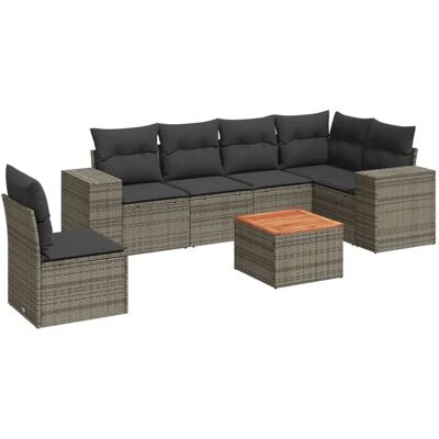 vidaXL 7-tlg. Gartenmöbel-Set mit Kissen - Grau vidaXL 7-tlg. Gartenmöbel-Set mit Kissen - Grau