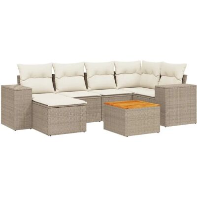 vidaXL Gartenmöbel-Set - Beige - 7-teilig vidaXL Gartenmöbel-Set - Beige - 7-teilig