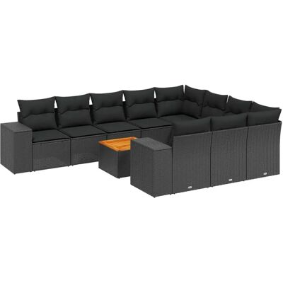 vidaXL 11-teilige Garten-Sofagarnitur mit Kissen Grau - Schwarz vidaXL 11-teilige Garten-Sofagarnitur mit Kissen Grau - Schwarz