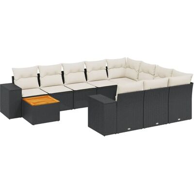 vidaXL 11-teiliges Gartensofagarnitur Mit Kissen Grau Poly Rattan vidaXL 11-teiliges Gartensofagarnitur Mit Kissen Grau Poly Rattan