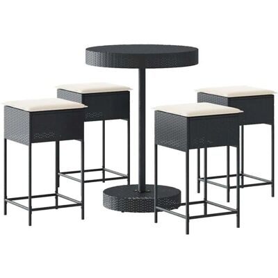 vidaXL Gartenbar-Set - Quadratisch Schwarz Rattan - 5 Stk vidaXL Gartenbar-Set - Quadratisch Schwarz Rattan - 5 Stk