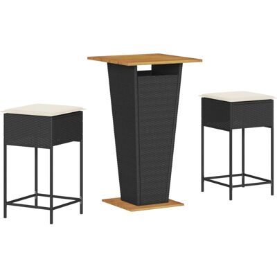VidaXL Gartenbar-Set - 7-teilig, Kissen, Schwarz Rattan VidaXL Gartenbar-Set - 7-teilig, Kissen, Schwarz Rattan