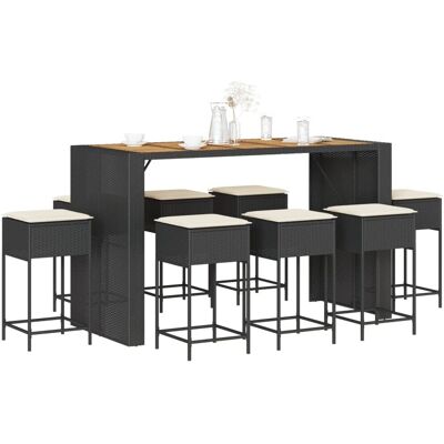 vidaXL Gartenterrassenset - Schwarz - 9-teilig mit Kissen vidaXL Gartenterrassenset - Schwarz - 9-teilig mit Kissen
