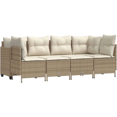 vidaXL 5-tlg. Garten-Sofagarnitur Beige - Mit Kissen vidaXL 5-tlg. Garten-Sofagarnitur Beige - Mit Kissen