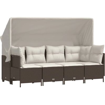 vidaXL 5-tlg. Garten-Sofagarnitur mit Kissen - Braun vidaXL 5-tlg. Garten-Sofagarnitur mit Kissen - Braun