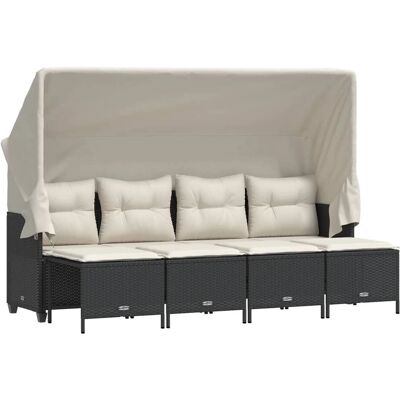 vidaXL 5-tlg. Garten-Sofagarnitur mit Kissen - Schwarz - Außenmöbel vidaXL 5-tlg. Garten-Sofagarnitur mit Kissen - Schwarz - Außenmöbel