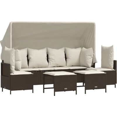 VidaXL Garten-Sofagarnitur - 5-teiliges Set - Beige Poly Rattan VidaXL Garten-Sofagarnitur - 5-teiliges Set - Beige Poly Rattan
