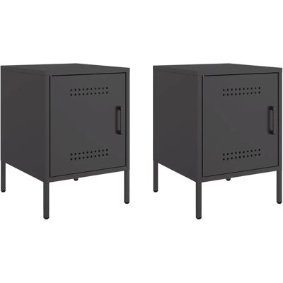 vidaXL Bedside Cabinets - 2 pcs Black Steel Nightstands vidaXL Bedside Cabinets - 2 pcs Black Steel Nightstands