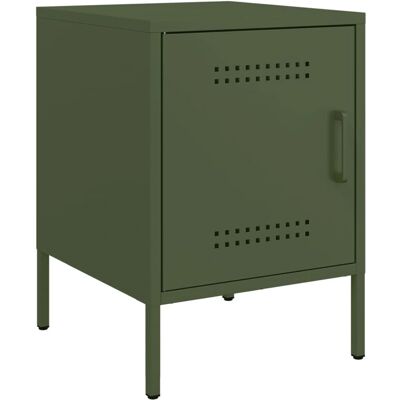 vidaXL Nachtkastje Olijfgroen Staal Compact - Nachtkastje vidaXL Nachtkastje Olijfgroen Staal Compact - Nachtkastje