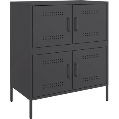 Aparador de acero negro vidaXL - Armario de almacenamiento para sala Aparador de acero negro vidaXL - Armario de almacenamiento para sala