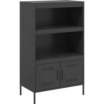 vidaXL Aparador de acero negro 68x39x113 cm - Mueble para sala vidaXL Aparador de acero negro 68x39x113 cm - Mueble para sala