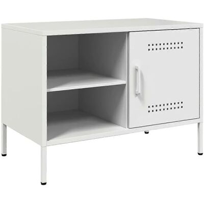 vidaXL Weißes Stahl-TV-Schrank - TV-Bank für Wohnzimmer vidaXL Weißes Stahl-TV-Schrank - TV-Bank für Wohnzimmer