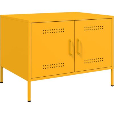 vidaXL 843033 Gelber Stahl-Esstisch - Beistelltisch vidaXL 843033 Gelber Stahl-Esstisch - Beistelltisch
