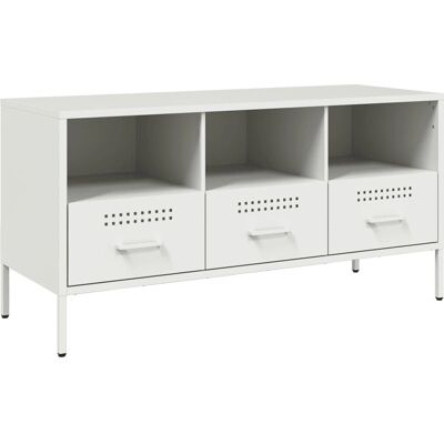 vidaXL 843041 Weißes Stahl-TV-Schrank - TV-Aufbewahrungsmöbel vidaXL 843041 Weißes Stahl-TV-Schrank - TV-Aufbewahrungsmöbel