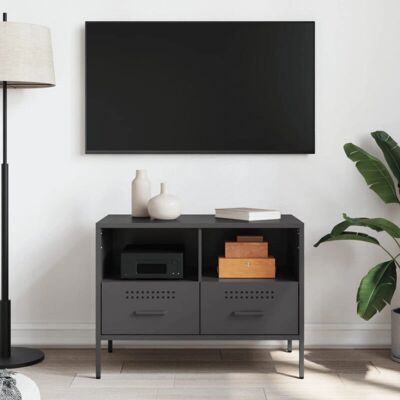 vidaXL Schwarzer Stahl TV-Schrank - Industrieller Stil - 68x39x50,5 cm - TV-Möbel vidaXL Schwarzer Stahl TV-Schrank - Industrieller Stil - 68x39x50,5 cm - TV-Möbel