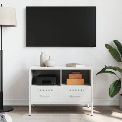 vidaXL Weißer 68x39x50,5cm TV-Schrank Stahl - TV Schrank vidaXL Weißer 68x39x50,5cm TV-Schrank Stahl - TV Schrank