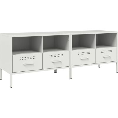 vidaXL TV Möbel Weiß - 2 Stück - 68x39x50.5 cm - Stahl - TV Möbel vidaXL TV Möbel Weiß - 2 Stück - 68x39x50.5 cm - Stahl - TV Möbel