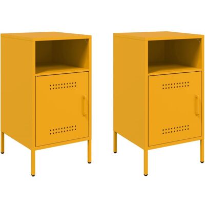 vidaXL Nachtkastjes - 2 st Mosterdgeel Staal - Bedside Table - Industriële Stijl vidaXL Nachtkastjes - 2 st Mosterdgeel Staal - Bedside Table - Industriële Stijl