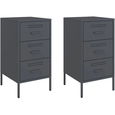 vidaXL Nachtkastjes - 2 stuks - Antraciet - Staal vidaXL Nachtkastjes - 2 stuks - Antraciet - Staal
