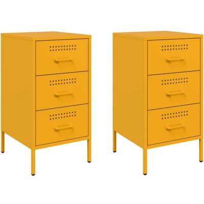 vidaXL Nachttische Senfgelb Stahl - 2er Set vidaXL Nachttische Senfgelb Stahl - 2er Set