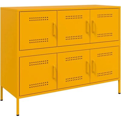 vidaXL Mustard Yellow Steel Sideboard - Sideboard vidaXL Mustard Yellow Steel Sideboard - Sideboard