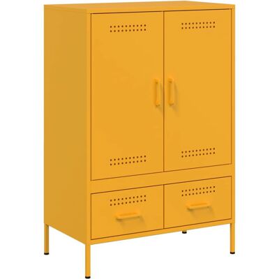 vidaXL Sinappi Keltainen Teräs Highboard - Teollisuustyyli Huonekalu vidaXL Sinappi Keltainen Teräs Highboard - Teollisuustyyli Huonekalu