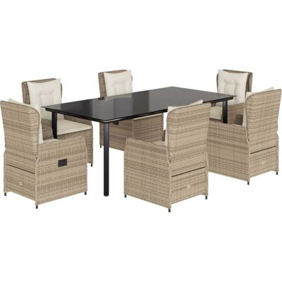 vidaXL 7-tlg. Gartentisch-Set Beige Rattan vidaXL 7-tlg. Gartentisch-Set Beige Rattan