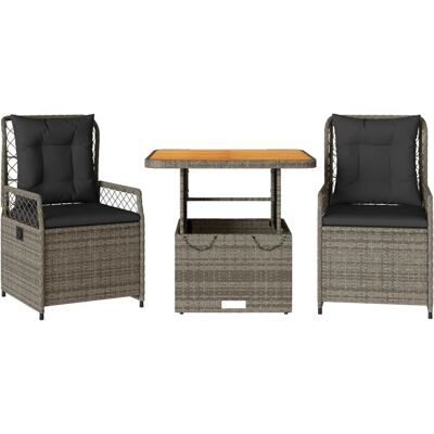 vidaXL 5-tlg. Garten-Essgruppe mit Kissen - Poly Rattan - Grau vidaXL 5-tlg. Garten-Essgruppe mit Kissen - Poly Rattan - Grau