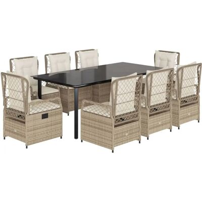 VIDAXL Gartentisch-Set - Beige, 9 Stück, mit Kissen VIDAXL Gartentisch-Set - Beige, 9 Stück, mit Kissen