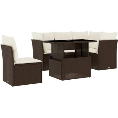 VidaXL Gartenset 6-tlg. Mit Kissen Braun Creme VidaXL Gartenset 6-tlg. Mit Kissen Braun Creme