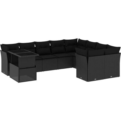 vidaXL Gartenmöbel-Set - Poly Rattan, Schwarz, 10-tlg. vidaXL Gartenmöbel-Set - Poly Rattan, Schwarz, 10-tlg.