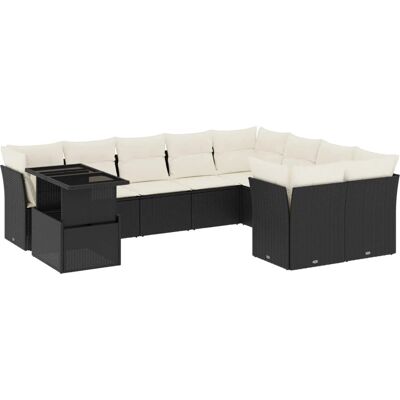 VidaXL Gartenmöbel-Set - Schwarz - 10-teilig, Modular VidaXL Gartenmöbel-Set - Schwarz - 10-teilig, Modular