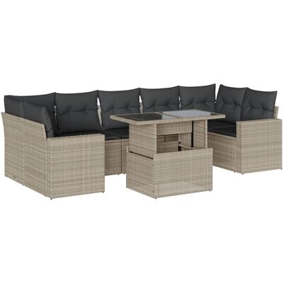vidaXL 8-tlg. Gartenmöbel-Set - Hellgrau - Garten-Sofagarnitur mit Kissen vidaXL 8-tlg. Gartenmöbel-Set - Hellgrau - Garten-Sofagarnitur mit Kissen