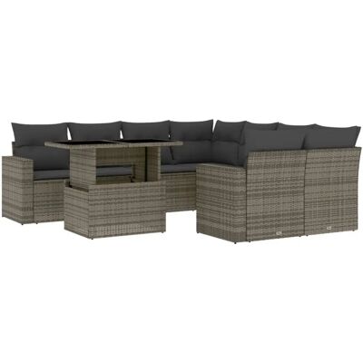 vidaXL Gartenmöbelset - Grau, 9-teilig, UV-beständig, Modular vidaXL Gartenmöbelset - Grau, 9-teilig, UV-beständig, Modular