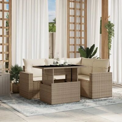vidaXL Gartensofa-Set - Beige - Gartenmöbel - Langlebiges PE Rattan vidaXL Gartensofa-Set - Beige - Gartenmöbel - Langlebiges PE Rattan