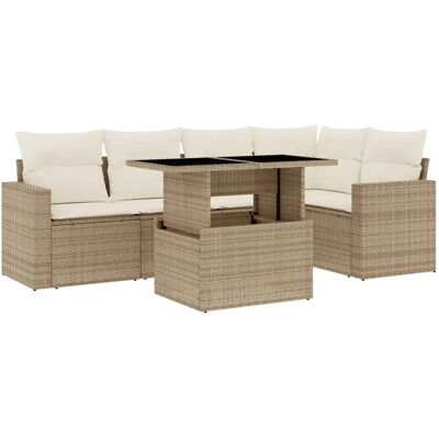 vidaXL Gartensofa-Set - 6-teilig beige Poly Rattan vidaXL Gartensofa-Set - 6-teilig beige Poly Rattan