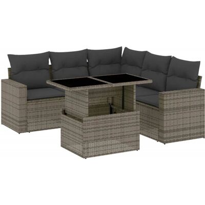 Ensemble de meubles de jardin Vidaxl 6 pièces en rotin synthétique gris Ensemble de meubles de jardin Vidaxl 6 pièces en rotin synthétique gris