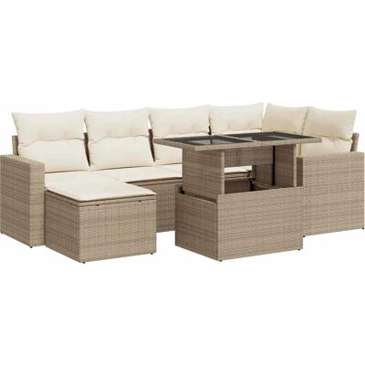 VidaXL Gartenset 7-tlg. mit Kissen Schwarz Beige - Gartenmöbel VidaXL Gartenset 7-tlg. mit Kissen Schwarz Beige - Gartenmöbel