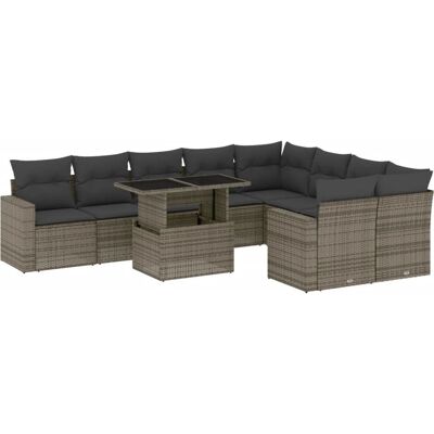 vidaXL Gartenmöbel-Set - Grau, Modular, 9 Sitze vidaXL Gartenmöbel-Set - Grau, Modular, 9 Sitze