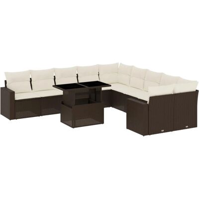 vidaXL 11-tlg. Gartenmöbelset mit Kissen - Rattan Braun/Creme vidaXL 11-tlg. Gartenmöbelset mit Kissen - Rattan Braun/Creme