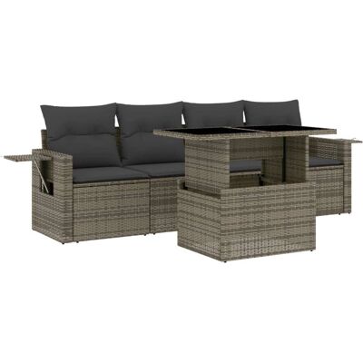 vidaXL 5-tlg. Gartenmöbel-Set mit Kissen - Grau vidaXL 5-tlg. Gartenmöbel-Set mit Kissen - Grau