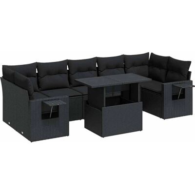 VidaXL Outdoor-Möbelset - Schwarz, 8-teilig, modular VidaXL Outdoor-Möbelset - Schwarz, 8-teilig, modular
