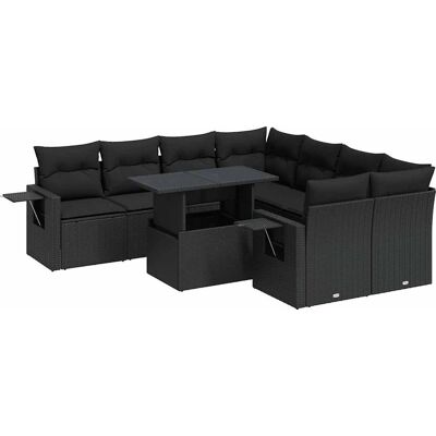 VidaXL Gartenmöbel-Set - Schwarz - Sofa, Tisch & Kissen VidaXL Gartenmöbel-Set - Schwarz - Sofa, Tisch & Kissen