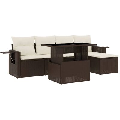 vidaXL 6-tlg. Garten-Sofagarnitur mit Kissen - Braun vidaXL 6-tlg. Garten-Sofagarnitur mit Kissen - Braun