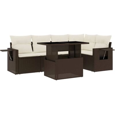 vidaXL Gartenmöbel-Set - Braun & Creme - 6-Tlg. Garten-Sofagarnitur vidaXL Gartenmöbel-Set - Braun & Creme - 6-Tlg. Garten-Sofagarnitur