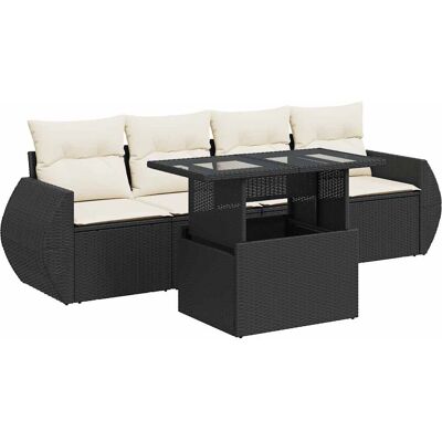 VidaXL Outdoermöbelset - Schwarz, 5-teilig, modulär Lounge VidaXL Outdoermöbelset - Schwarz, 5-teilig, modulär Lounge