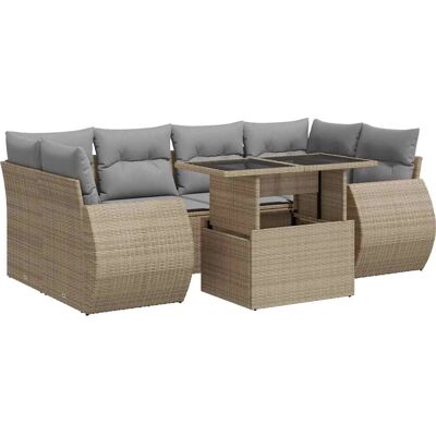 vidaXL Gartenset 7-tlg. - Langlebiges PE-Rattan, Verstellbarer Tisch, Bequeme Sitze vidaXL Gartenset 7-tlg. - Langlebiges PE-Rattan, Verstellbarer Tisch, Bequeme Sitze