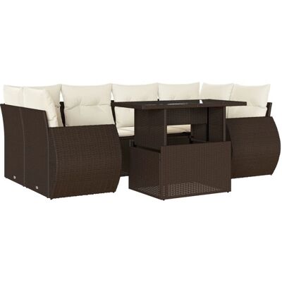 vidaXL 7-Tlg. Garten-Sofagarnitur - Braun & Creme - Outdoor Möbel vidaXL 7-Tlg. Garten-Sofagarnitur - Braun & Creme - Outdoor Möbel